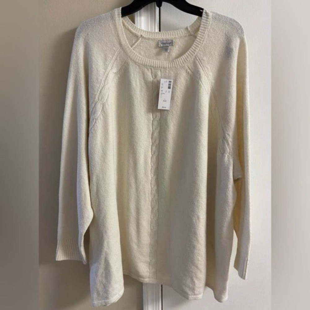 Avenue Soft Cream Knit Top sweater crewneck 26/28 NWT